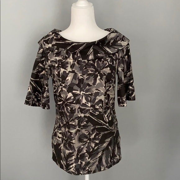 Trina Turk Silk Boat Neck Blouse Black Small - Picture 1 of 6